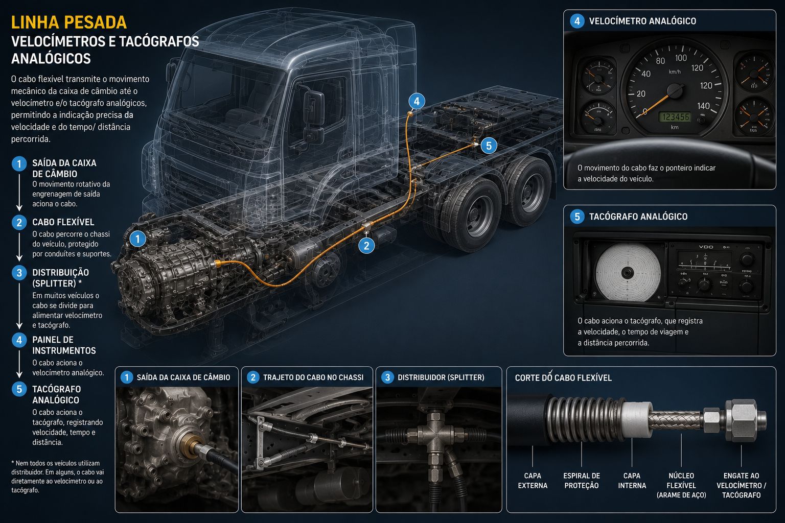 Ilustração conceitual de aplicação do eixo flexível em automotiva pesada